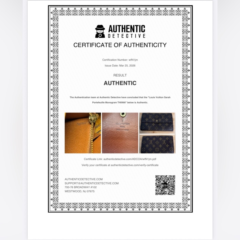 Louis Vuitton Sarah Portefeuille Monogram Coated Canvas Long Wallet LV with COA - Picture 2 of 16